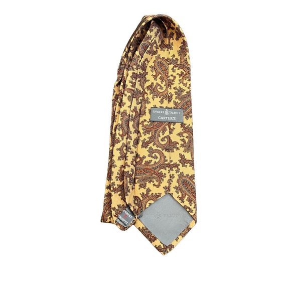 Robert Talbott Carter's Yellow Gold Brown Paisley Silk Neck Tie - Picture 2 of 6